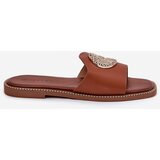 Boto Eco Leather Slippers On Flat Heel With Decoration Camel Tatereia | ePonuda.com