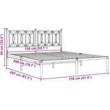  Metalni okvir za krevet s uzglavljem crni 150x200 cm | shoptok.hr
