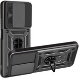 AVIZAR Ovitek Redmi 15C, odporen na udarce, z drsnim pokrovom kamere, kovinskim obročem in stojalom, Črna, (5000190210) | Shoptok.si