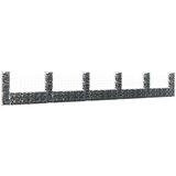 vidaXL Gabionska košara U-oblika sa 6 stupova 620x20x100 cm željezna | shoptok.hr