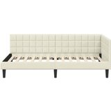  Kutni okvir kreveta s uzglavljem Krema 90 cm x 190 cm Baršun | shoptok.hr