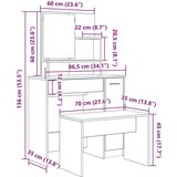 vidaXL Garnitura toaletne mize artisan hrast inženirski les | Shoptok.si