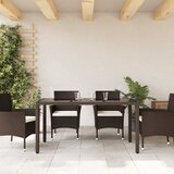  Vrtni stol sa staklenom pločom smeđi 150x90x75 cm od poliratana | shoptok.hr