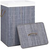  Košara za rublje od bambusa s 2 odjeljka siva 72 L | shoptok.hr