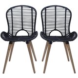 Maison Chic Jedilni stoli - Vzorci stoli 4 kosi črni naravni ratan A691, (22032745) | Shoptok.si