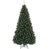  Umjetno božićno drvce tamnozeleno s kuglicama 300 cm - Tamnozelena Ø 138 x 300 cm s 300 LED dioda i ružičastim lopticama | shoptok.hr