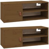 Maison Chic Stenska omarica - Zidna omarica 2 kosa medeno rjava 80x30x30 cm trdna borovina iu423, (22063251) Cene