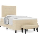  Box Spring postelja z vzmetnico in klopjo kremne barve 120x200 cm tkanina, (22080940) | Shoptok.si