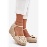Boto Women's Wedge Sandals With Braiding And Crocheted Flower Beige Ismilea | ePonuda.com