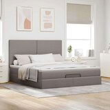 vidaXL Otomanski krevet s madracem smeđesivi 160x200cm od tkanine | shoptok.hr