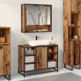 vidaXL Kupaonski ormar s ogledalom Staro drvo 65 x 20 x 60 cm Cijene