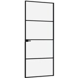 vidaXL Sobna vrata crna 83 x 201 5 cm kaljeno staklo i aluminij tanka | shoptok.hr