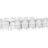 vidaXL 13-delni vrtni jedilni set s blazinami bela poli ratan, vrtna miza bela 150x100x73 cm poli ratan, vrtni stoli s blazinami 4 kosa bela poli ratan Cene
