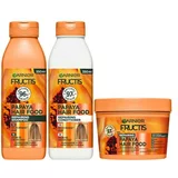 Garnier Fructis Hair Food Papaya Repairing Shampoo Set šampon 350 ml + balzam za lase 350 ml + maska za lase 400 ml za ženske