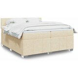 vidaXL Box spring postelja z vzmetnico krem 200x200 cm blago | Shoptok.si