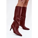 Boto Women's Slip-On Insulated Boots on Heel Bordeaux Olive | shoptok.hr