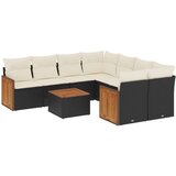 vidaXL 9-dijelni set vrtnih sofa s jastucima crni od poliratana | shoptok.hr