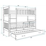 Kubus Drveni dječji krevet na kat s 3 kreveta - bijeli - 190*80cm | shoptok.hr