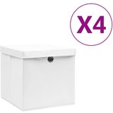 vidaXL Škatle s pokrovi 4 kosi 28x28x28 cm bele Cene