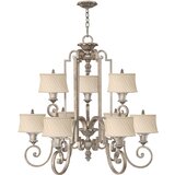 Elstead Lighting Elstead Kingsley 9-kraki lestenec, srebrn, z listnato površino, E27, (22099756) | Shoptok.si