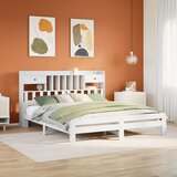 vidaXL Knjižna postelja brez vzmetnice bela 200x200 cm trdna borovina | Shoptok.si