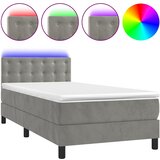  box spring s madracem LED svjetlosivi 80x200 cm baršun | shoptok.hr