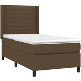  Box spring postelja z vzmetnico LED temno rjava 100x200cm blago, (20884075) | Shoptok.si