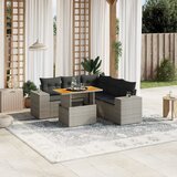 Maison Chic Seti vrtnega pohištva - Vrtna garnitura - Vrtni pohištvo set 6-delna z blazinami siv poli ratan, (21805438) | Shoptok.si