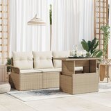 vidaXL 5-delni vrtni sofa set z blazinami bež poli ratan Cene
