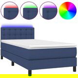 vidaXL Krevet box spring s madracem LED plavi 90x190 cm od tkanine | shoptok.hr