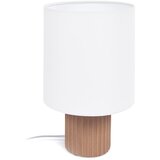 Kave Home Stolna lampa s tekstilnim sjenilom u bijeloj prirodnoj boji (visina 28 cm) Eshe - Cijene