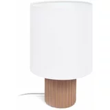 Kave Home Stolna lampa s tekstilnim sjenilom u bijeloj prirodnoj boji (visina 28 cm) Eshe -