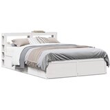 Maison Chic Posteljni okvir - Dvoposteljna postelja - Zakonska postelja z vzglavjem bel 140x190 cm trdna borovina, (21693825) | Shoptok.si
