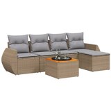 Maison Chic Seti vrtnega pohištva - Vrtna garnitura - Vrtni pohištvo set 6-delna z blazinami bež poli ratan, (21813650) | Shoptok.si