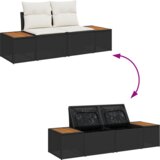 vidaXL 5-dijelni Vrtni Kauč Set s Jastučićima Crni Poli Ratan Akacija | shoptok.hr