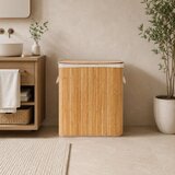 ModernHome košara za rublje od bambusa 150l s 3 pretinca i poklopcem | shoptok.hr
