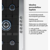 Klarstein Verosteel plinski kuhalnik, 5 plamensk, električno vžiganje, združljiv z zemeljskim plinom in LPG, 10400W, 90cm | Shoptok.si