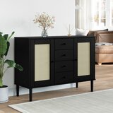 vidaXL Komoda SENJA videz ratana črna 112x40x80 cm trdna borovina | Shoptok.si