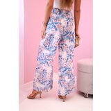 Kesi Włoski Women's wide-leg trousers with floral print blue | shoptok.hr