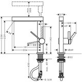 Hansgrohe 76063670 Finoris Click-Clack visoka izvlečna armatura za umivalnik | Shoptok.si