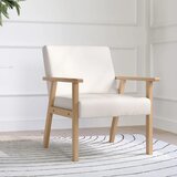  Tapecirana fotelja s naslonima za ruke blagovaonska stolica u izgledu lana okvir od punog drva 64 x 70 x 72 cm krem | shoptok.hr