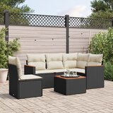 Maison Chic Seti vrtnega pohištva - Vrtna garnitura - Vrtni pohištvo set 6-delna z blazinami črna poli ratan, (21813500) | Shoptok.si