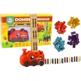 Dinosaur Battery Operated Car Arranging Colorful Dominoes 4 Colors of Blocks