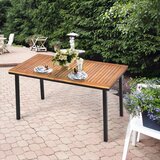  Vrtni stol, blagovaonski stol s rupom za suncobran, drvo akacije dim. 140 x 75 x 76 cm - prirodna. | shoptok.hr