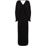 Trendyol black knitted sleeve detailed long evening dress Cene