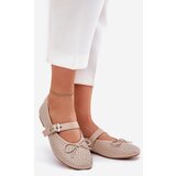 Boto Embellished ballerinas with bow and strap beige Zdivisa | shoptok.hr