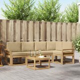  Set vanjskih sofa 6 kom. Bijela i bež Čvrsto drvo akacije | shoptok.hr