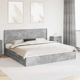  Krevetna konstrukcija s pohranom i uzglavljem Betonska siva 200 x 200 cm | Shoptok.si