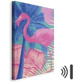  Slika - Pink Flamingo - Abstract Flamingo Against Palms and Ice Cubes 20x30 Akustična | shoptok.hr