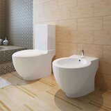 Bel keramičen kopalniški set stoječa WC školjka in bide | Shoptok.si